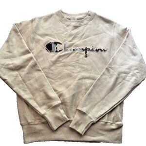 VTG Champion Cream Reverse Weave Crewneck Logo Sweatshirt  - Women's Small